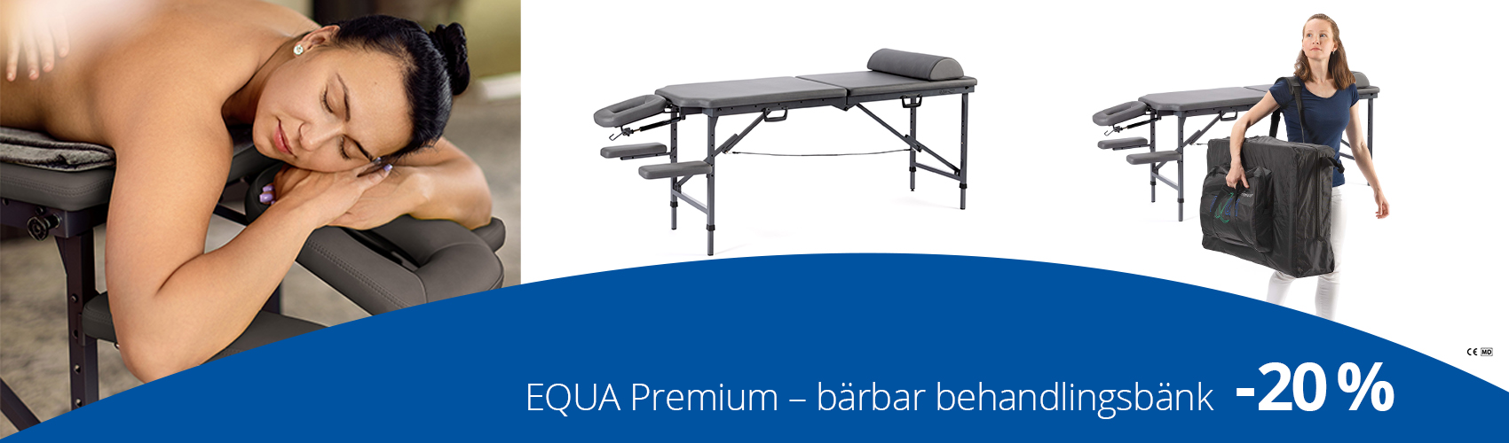 bärbar behandlingsbänk, kampanj, equa, medema physio, massagebänk, fysioterapi, naprapati, kiropraktik